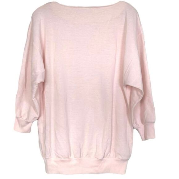 1980s Vintage Embroidered Sweater Sequins Lotus Flowers Pullover Size Large Pink - Picture 6 of 12